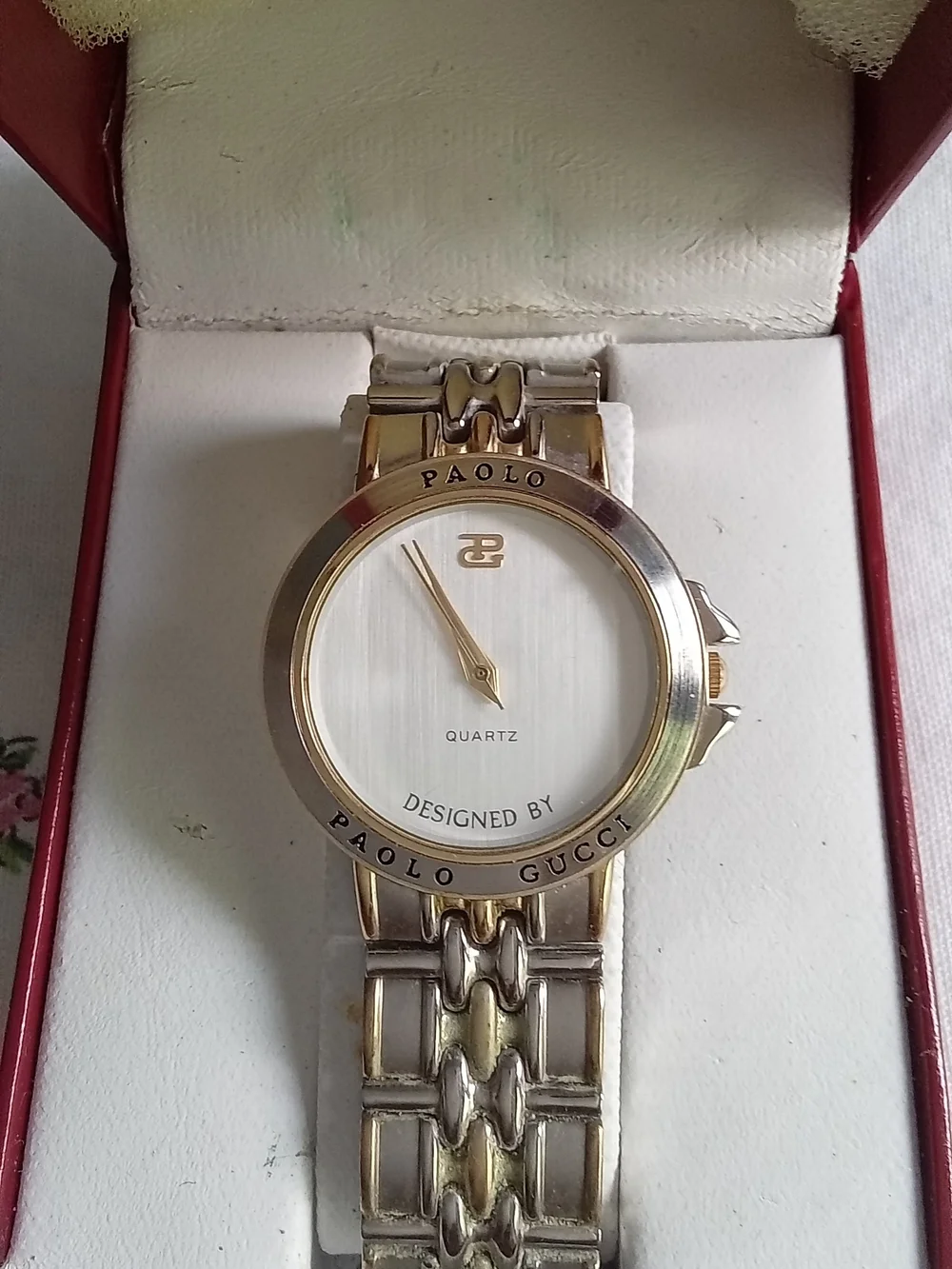 Paolo Designed by Paolo Gucci Two Tone Quartz Watch Vintage Silver Gold Tone